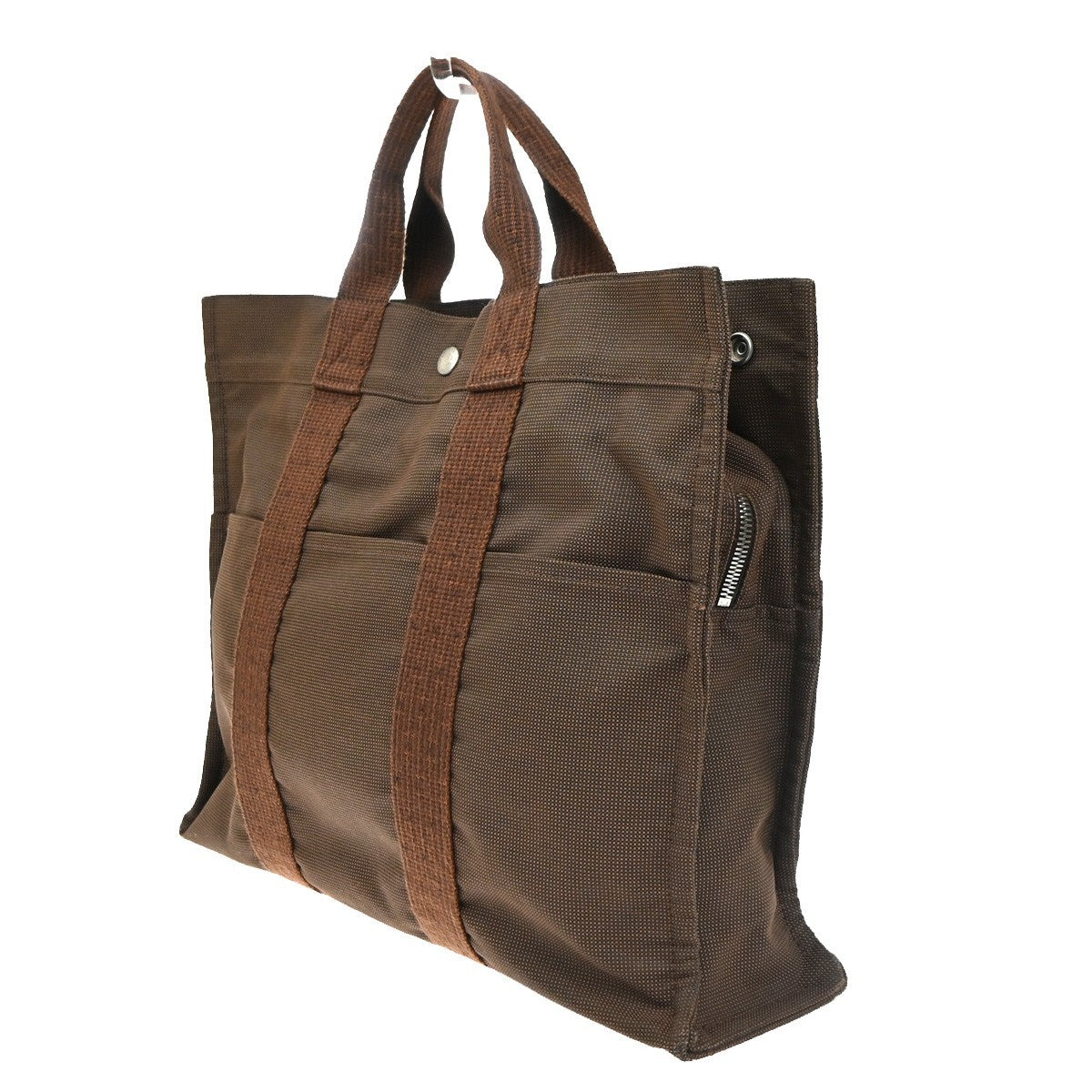 HERMES Her Line Tote MM Hand Tote Bag Canvas Brown France 61EG404