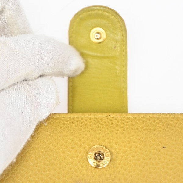 CHANEL CC Bifold Compact Wallet Grained Calfskin Leather Yellow Vintage 66KB511