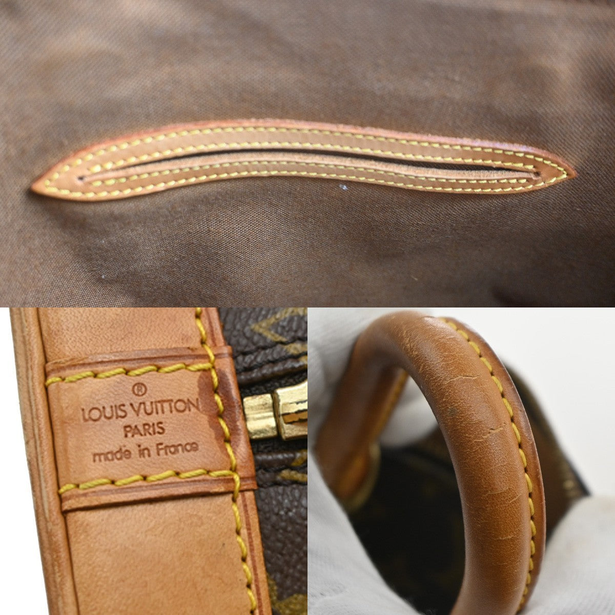 LOUIS VUITTON LV Logo Alma Hand Bag Monogram Leather Brown France M51130 82SA136