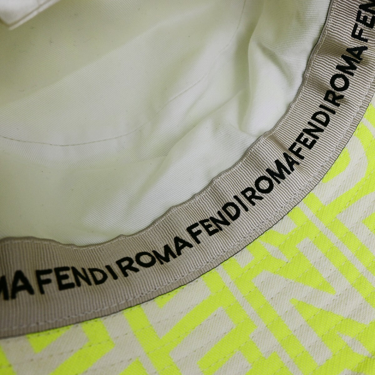 FENDI×MARC JACOBS Logo Bucket Hat #S Cotton Yellow Italy 64RL016