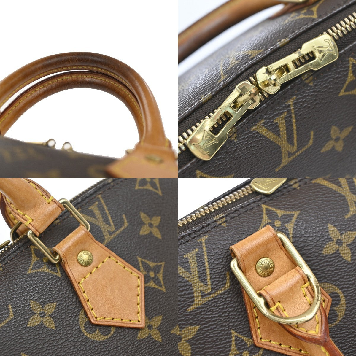 LOUIS VUITTON LV Logo Alma Hand Bag Monogram Leather Brown France M51130 70YJ230