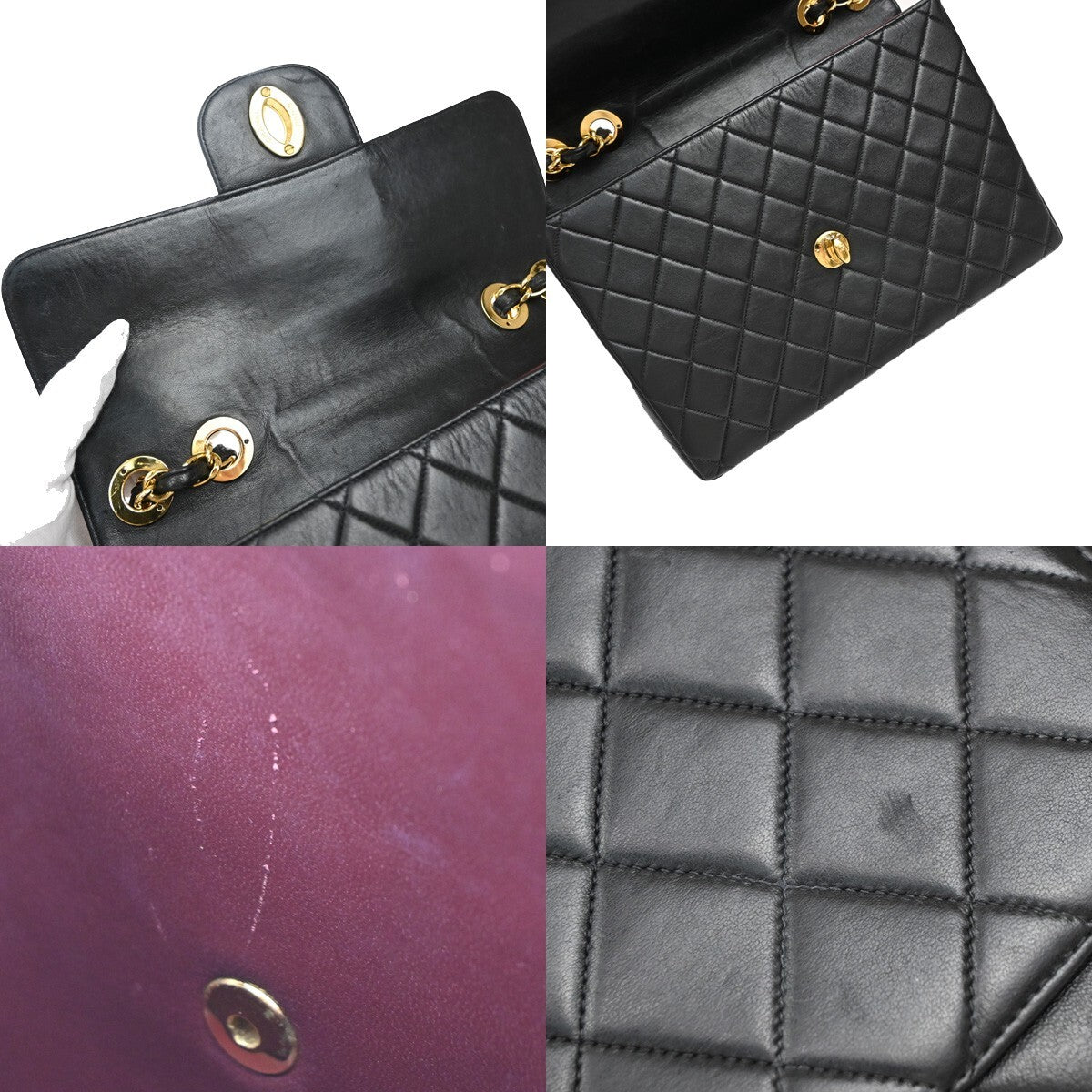 CHANEL CC Matelasse 30 Chain Shoulder Bag Leather Black GHW Vintage 341RF396