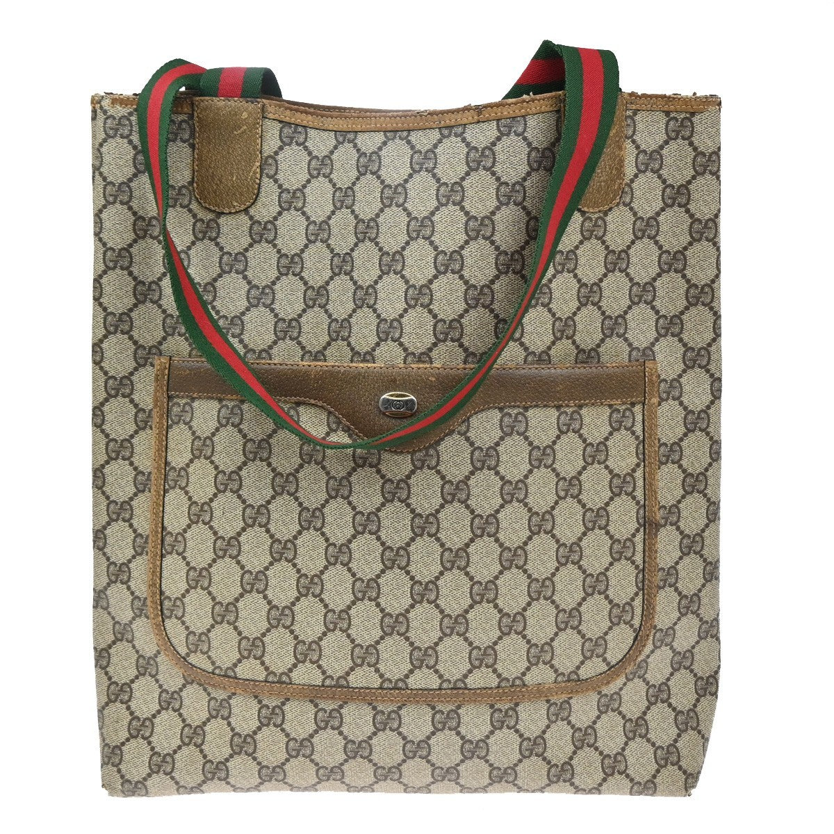 GUCCI Logo GG Sherry Line Shoulder Hand Bag PVC Leather Brown GHW Italy 02MA680
