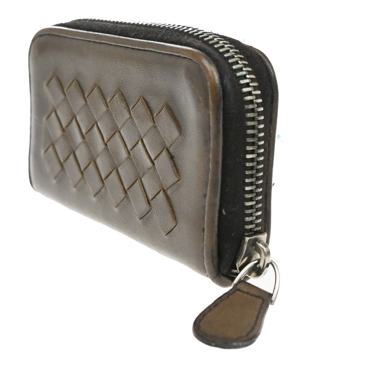 BOTTEGA VENETA Intrecciato Coin Case Round Zipper Wallet Leather Brown  02TA173