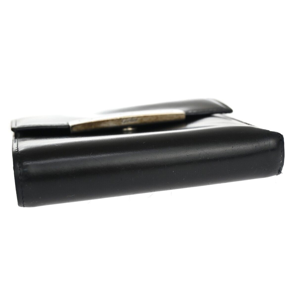 CARIER Love Collection Trifold Wallet Purse Leather Black Silver France 08GA267