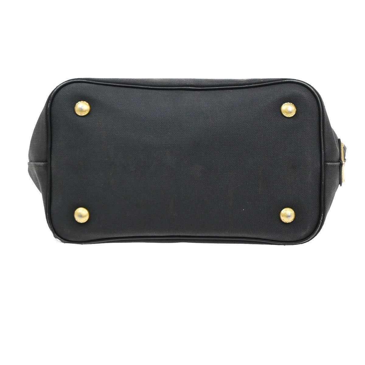 PRADA Logo Jacquard Shoulder Hand Bag Canvas Leather  Black GHW 30SA098