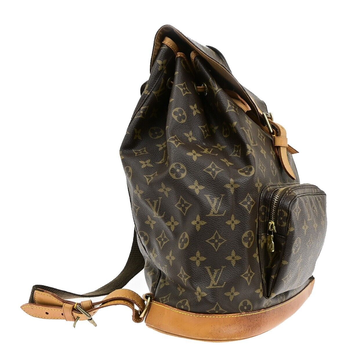LOUIS VUITTON Montsouris GM Backpack Bag Monogram Leather Brown M51135 18ED898