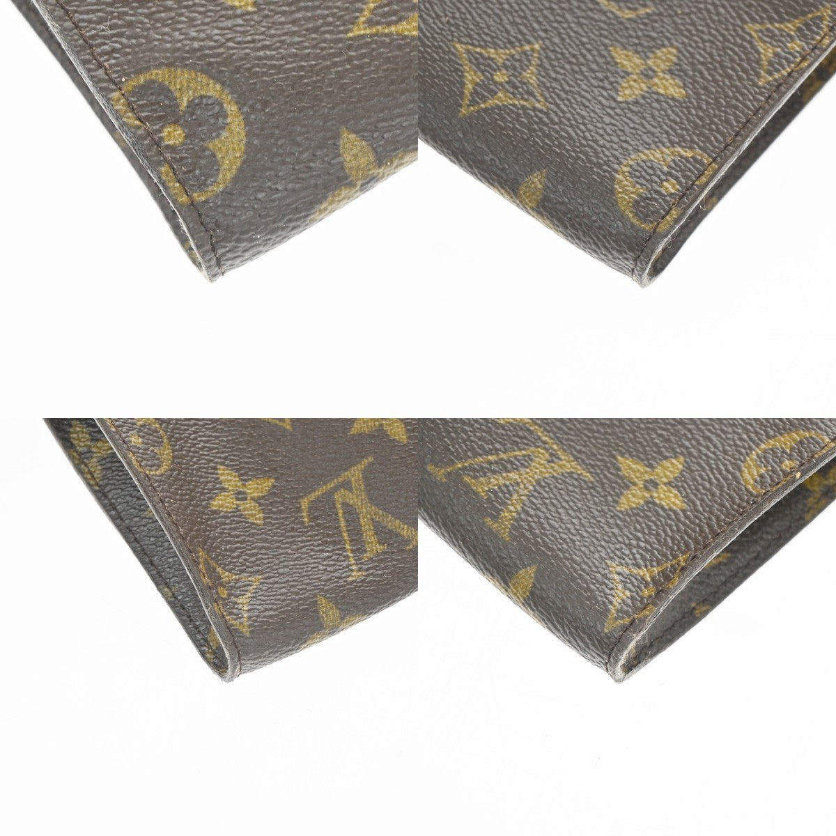 LOUIS VUITTON Logo BUCKET PM Pouch Bag Monogram Leather Brown USA 05TA488