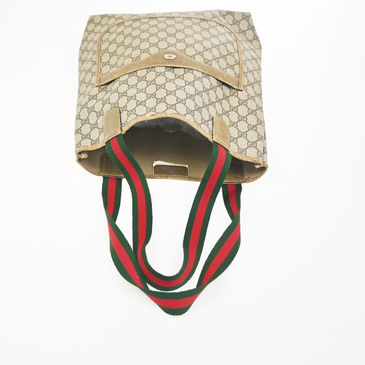 GUCCI GG Pattern Sherry Shoulder Tote Bag PVC Leather Beige Italy 66CA751