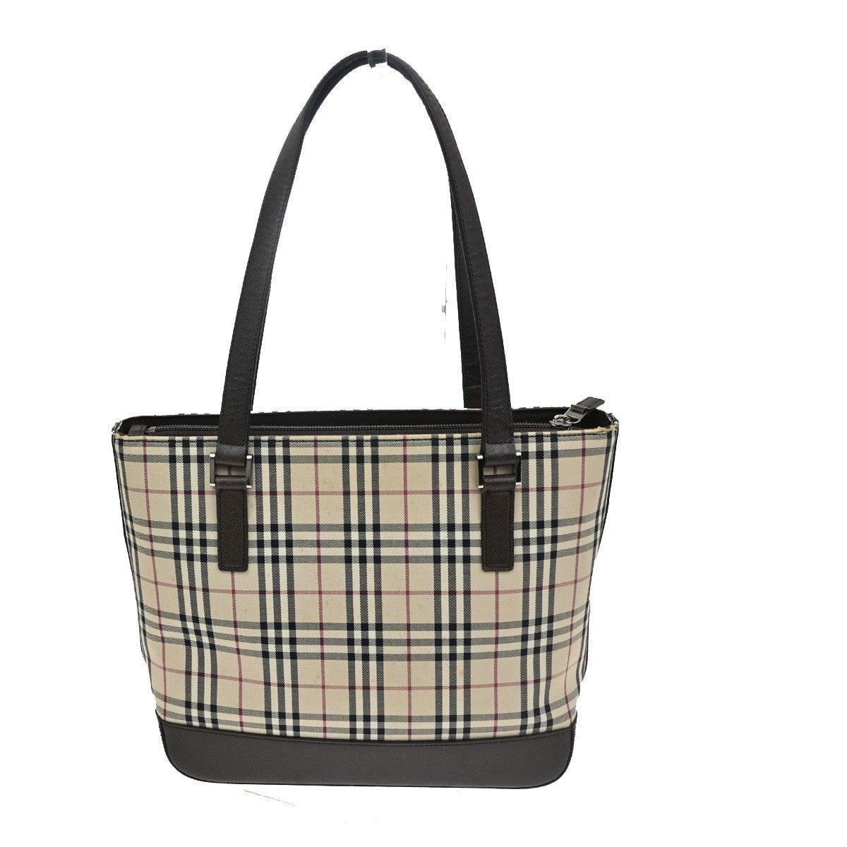 BURBERRY Logo Nova Check Shoulder Tote Bag Canvas Leather Beige Brown 65TA197