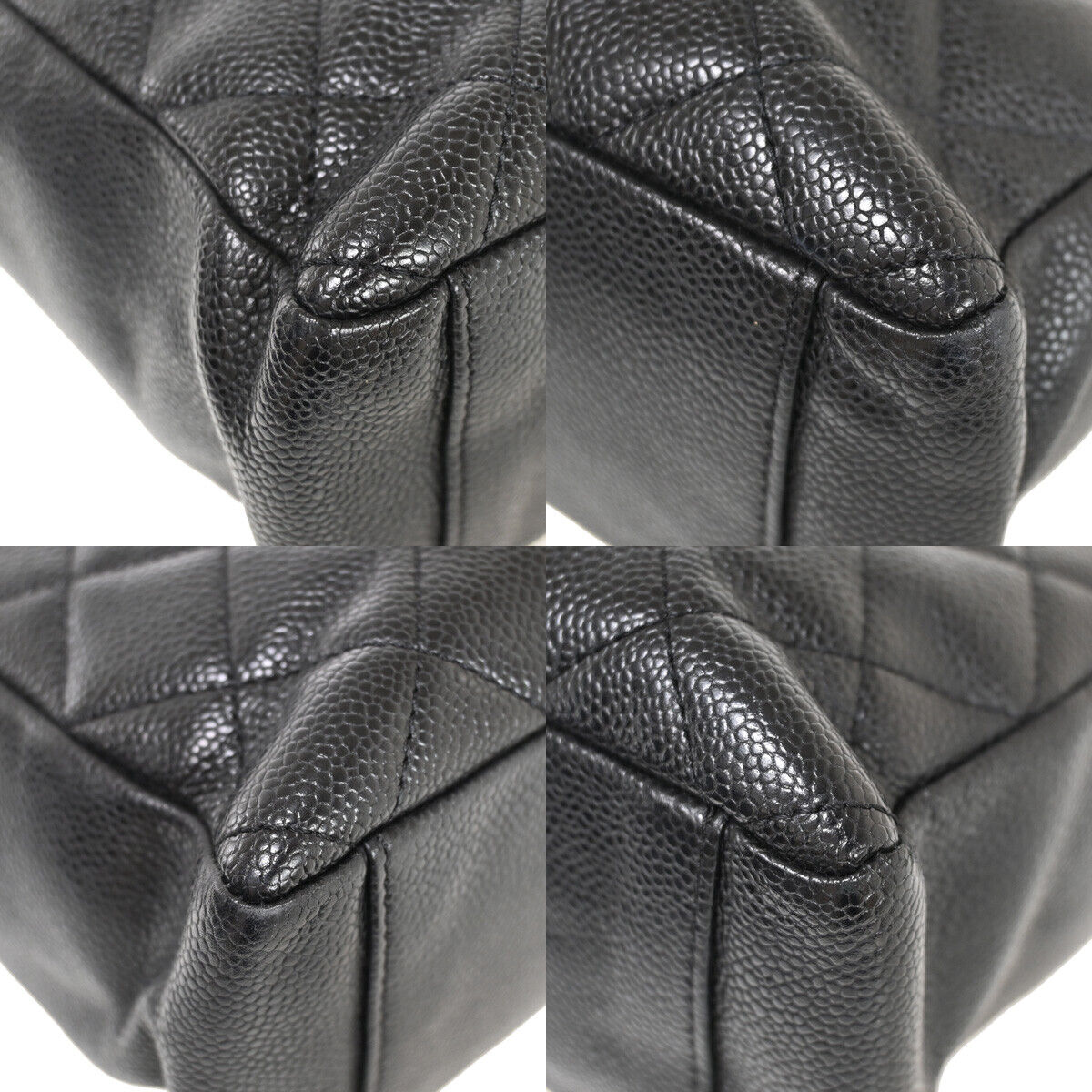 CHANEL CC Logo PST Chain Shoulder Bag Caviar Skin Leather Black GHW 304RJ587