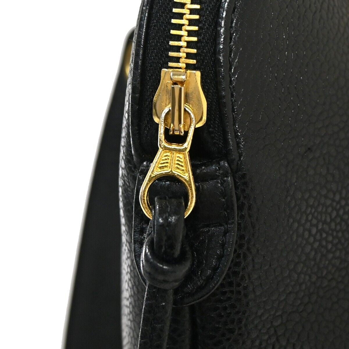 CHANEL CC Logo Chain Shoulder Bag Grained Calfskin Leather BK GHW VTG 342RH892