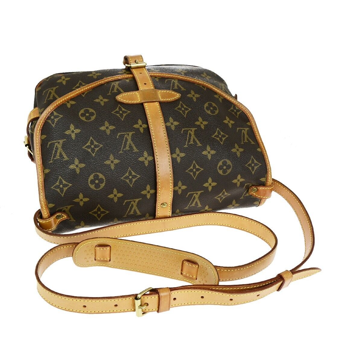 LOUIS VUITTON Logo Saumur 30 Shoulder Bag Monogram Leather Brown M42256 13SH865