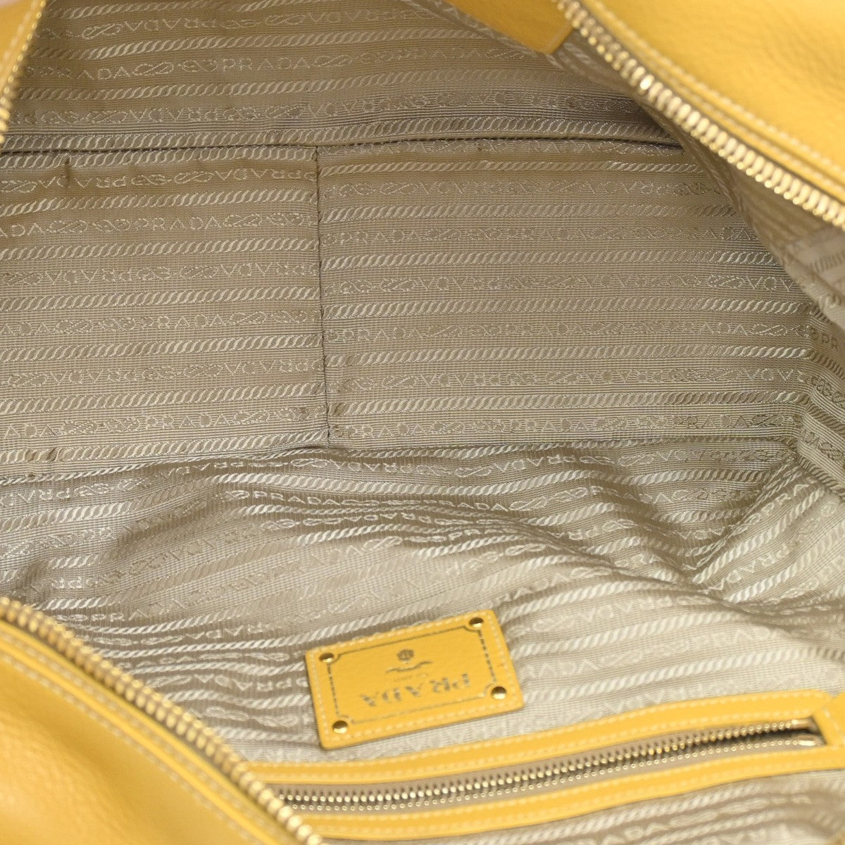 PRADA 2Way Shoulder Hand Tote Bag Vitello Daino Leather Yellow GHW 14DA189