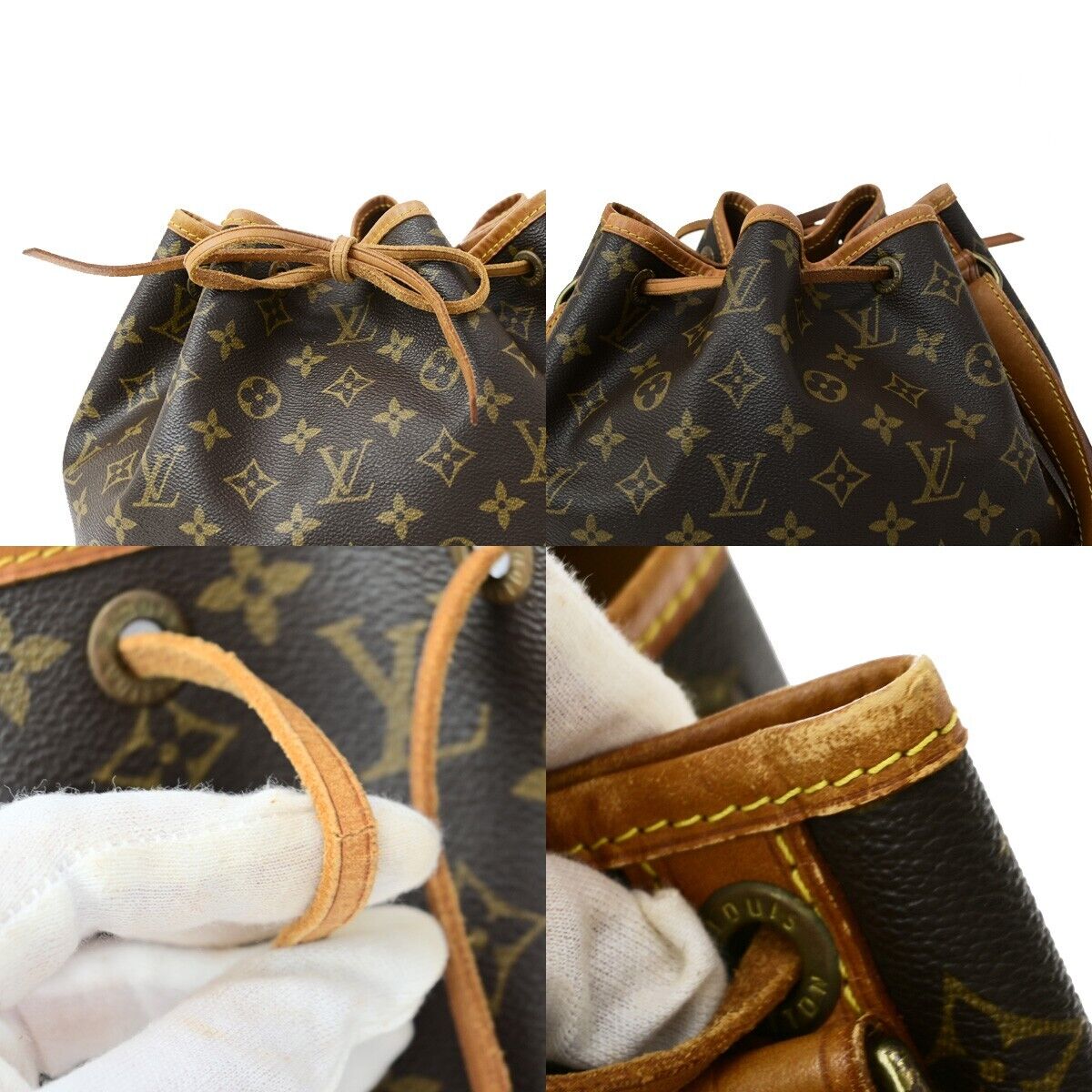 LOUIS VUITTON Petit Noe Drawstring Shoulder Bag Monogram Leather M42226 85EC957