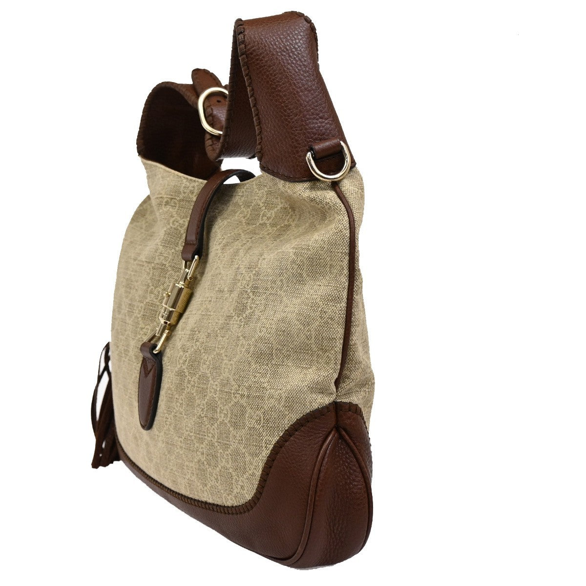 GUCCI GG Pattern Jackie Hobo Shoulder Bag Canvas Leather BE BN Italy 16DA227