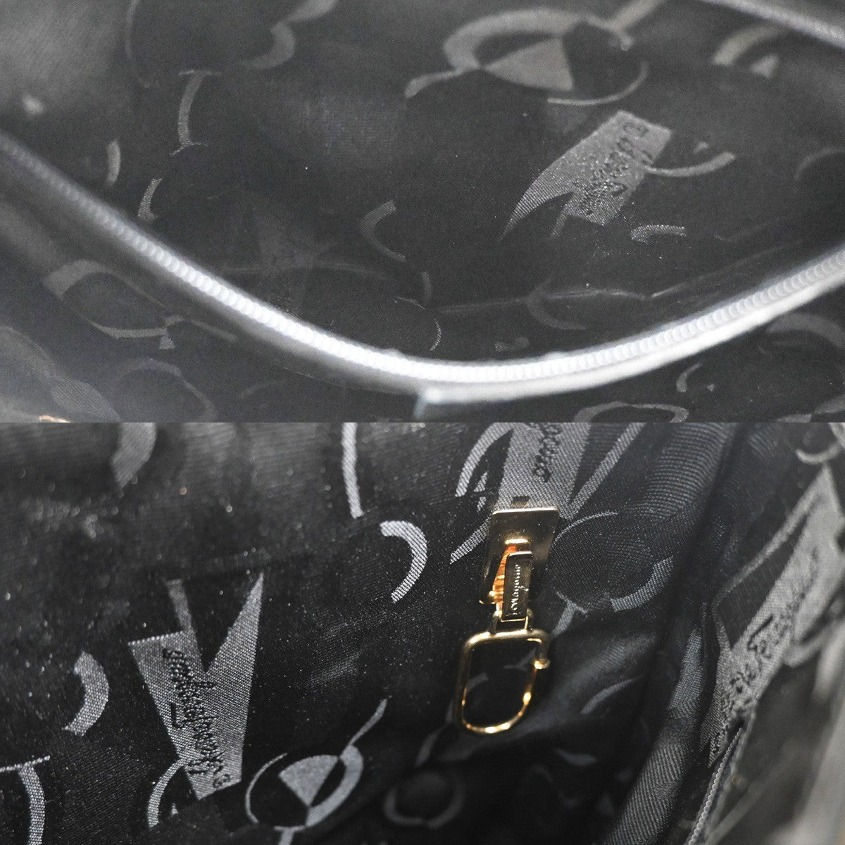 SALVATORE FERRAGAMO Logo Gancini Shoulder Hand Bag Leather GHW Black 35KC837