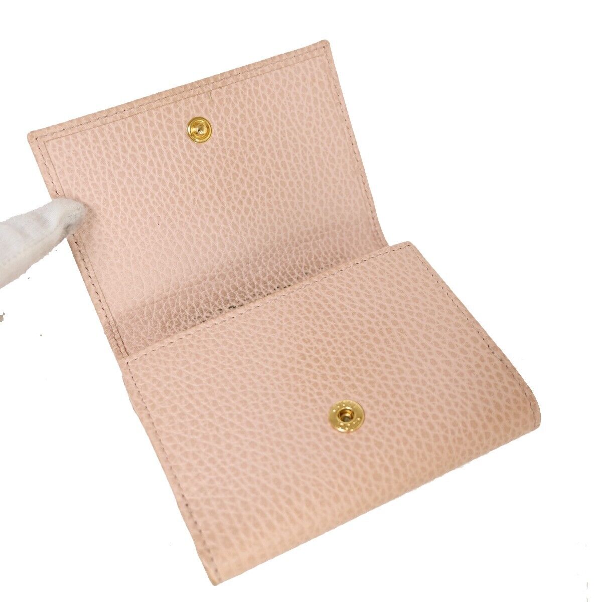 GUCCI GG Logo Marmont Trifold Wallet Purse Leather Pink Made In Italy 65KA092
