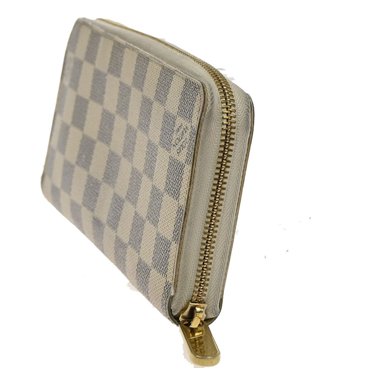 LOUIS VUITTON Long Zippy Wallet Purse Damier Azur Leather White N60019 32FB651