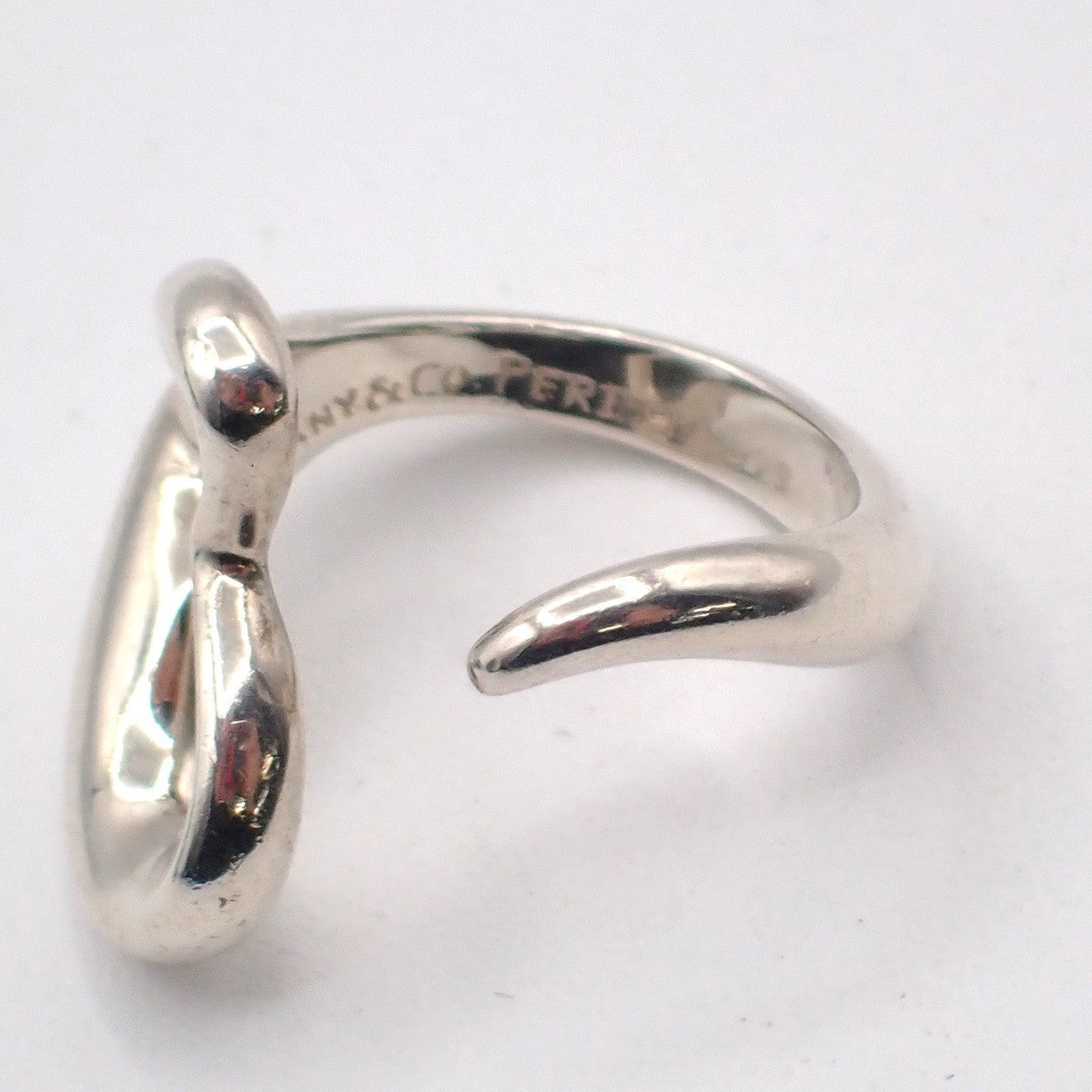Tiffany & Co. Logo Open Heart  Elsa Peretti Ring US Size 6 Silver Ag 925 09KP564