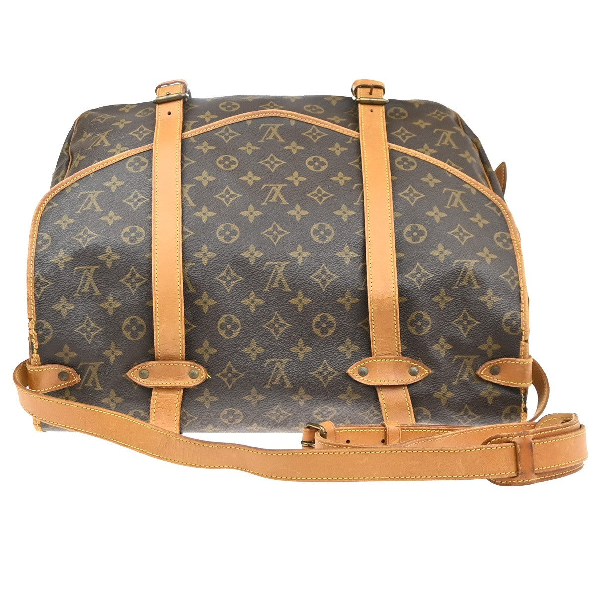 LOUIS VUITTON Logo Saumur 43 Shoulder Bag Monogram Leather Brown M42252 81MA628