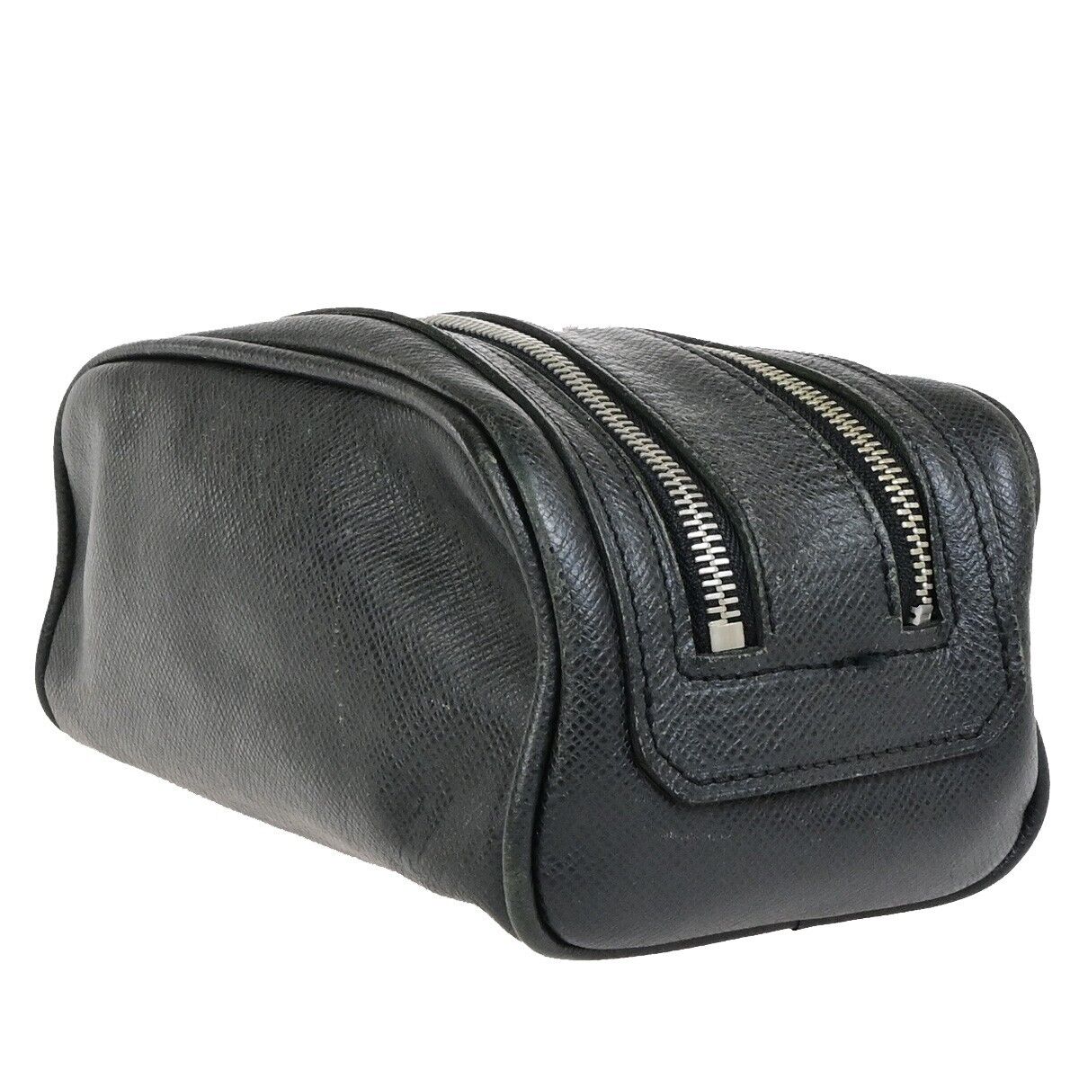 LOUIS VUITTON Trousse Ivan Hand Bag Pouch Taiga Leather Black M32492 04KA463
