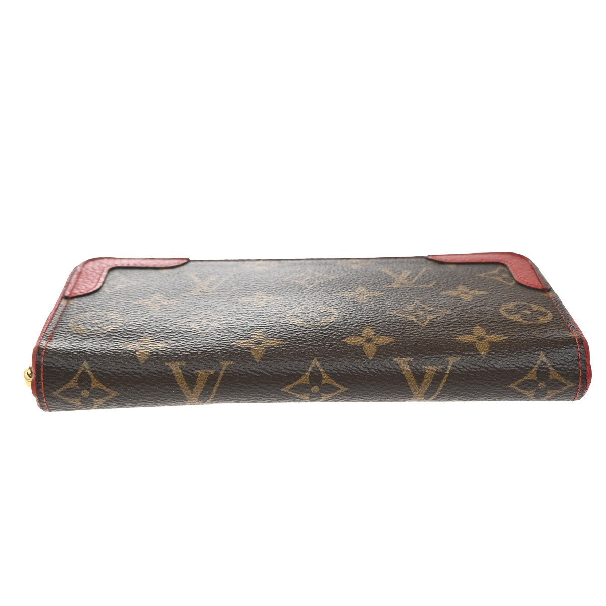 LOUIS VUITTON LV Long Zippy  Wallet Monogram Retiro Brown Red M61187 80KB377