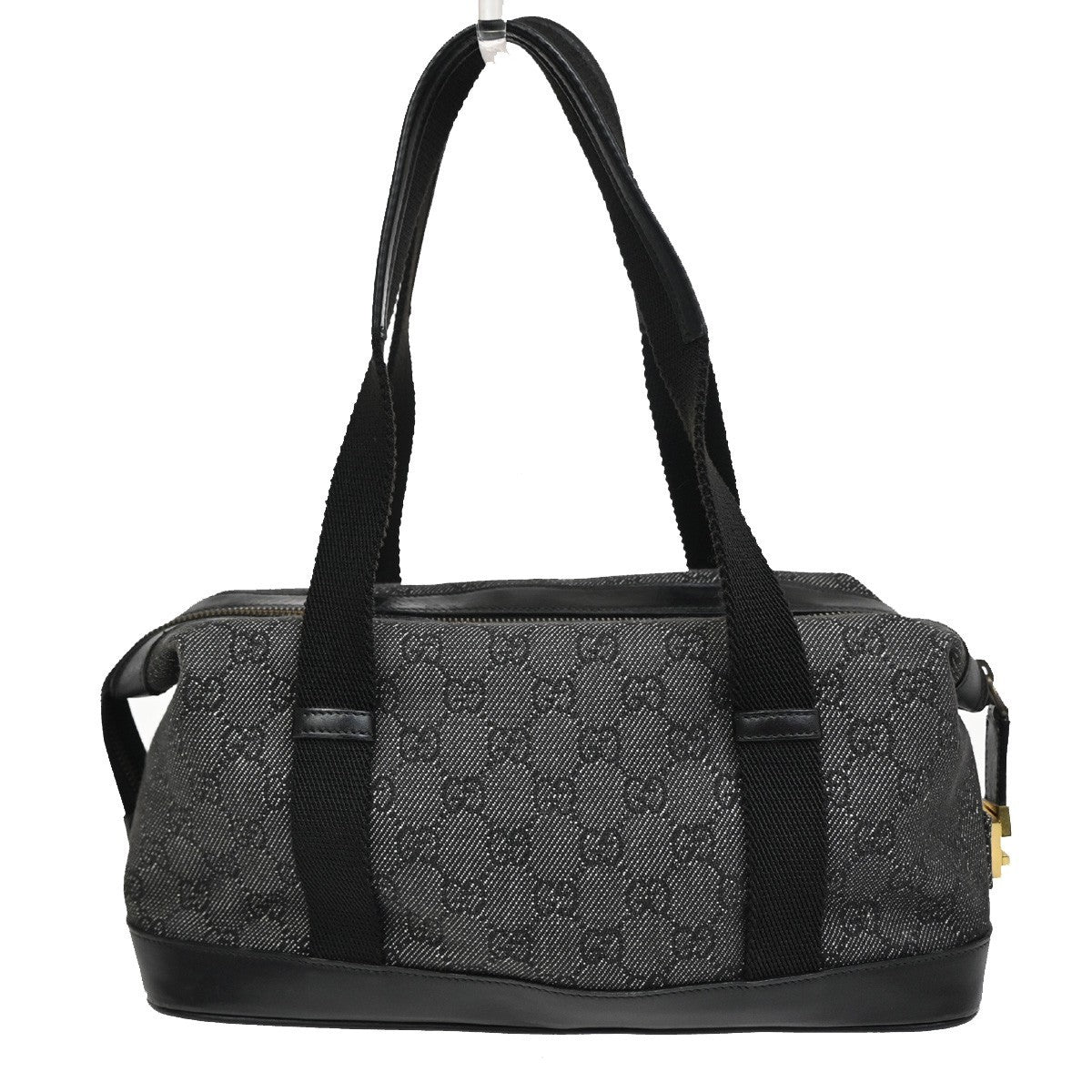 GUCCI GG Pattern Shoulder Hand Bag GGCanvas Leather Gray Black GHW 36TA167
