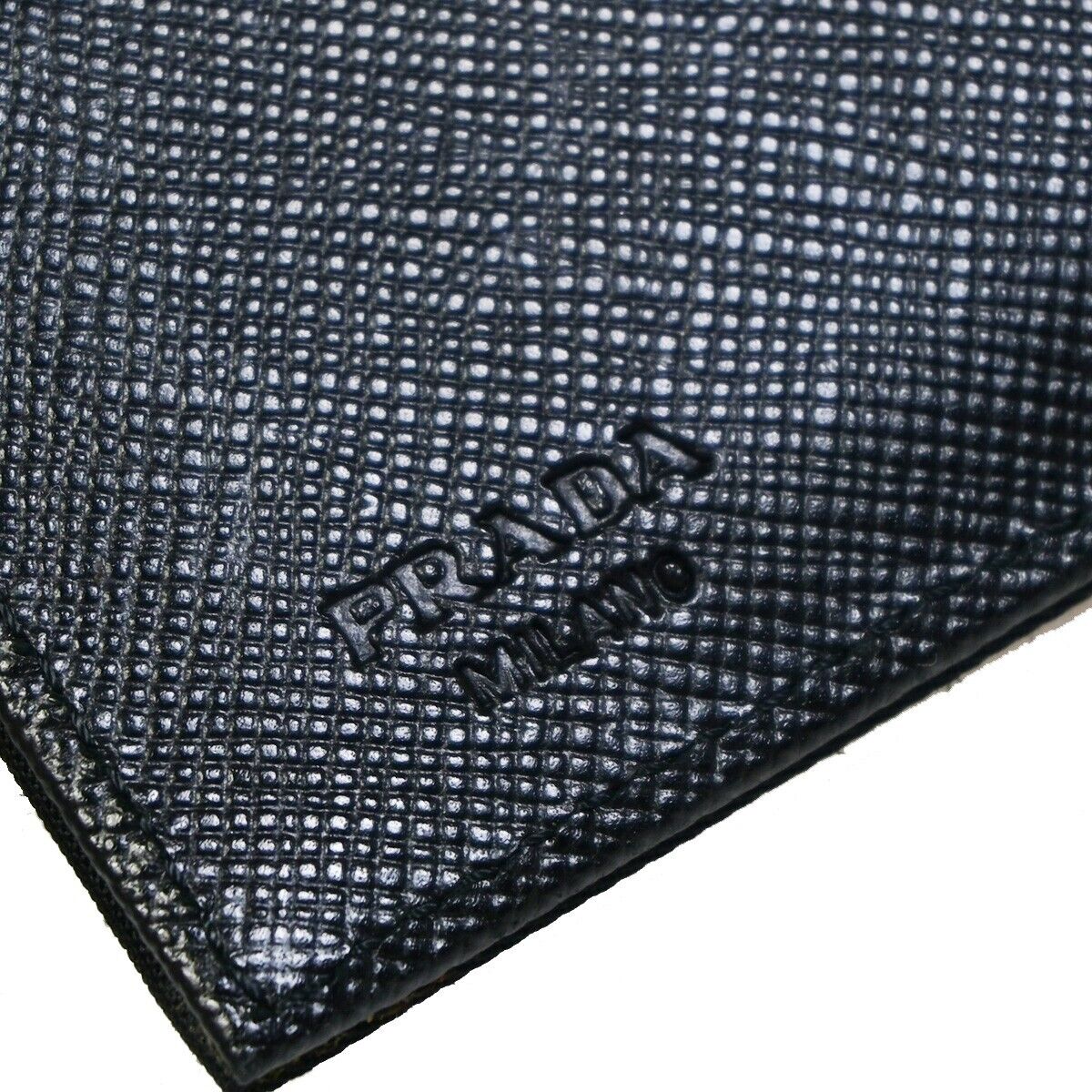 PRADA MILANO Logo Tessuto Trifold Wallet Purse Nylon Leather Black Italy 33RJ859