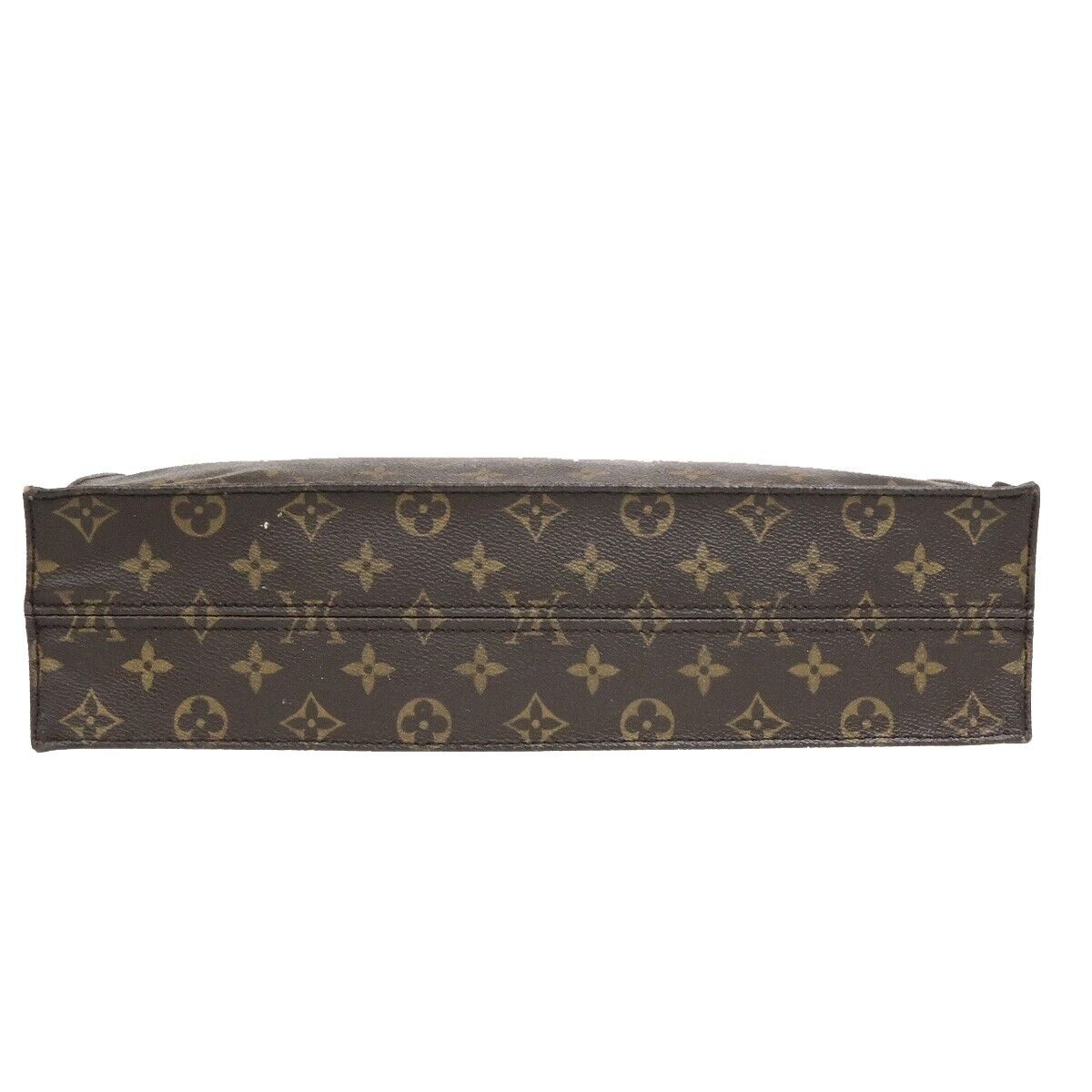 LOUIS VUITTON Logo Sac Plat Hand Tote Bag Monogram Leather Brown M51140 65ED899