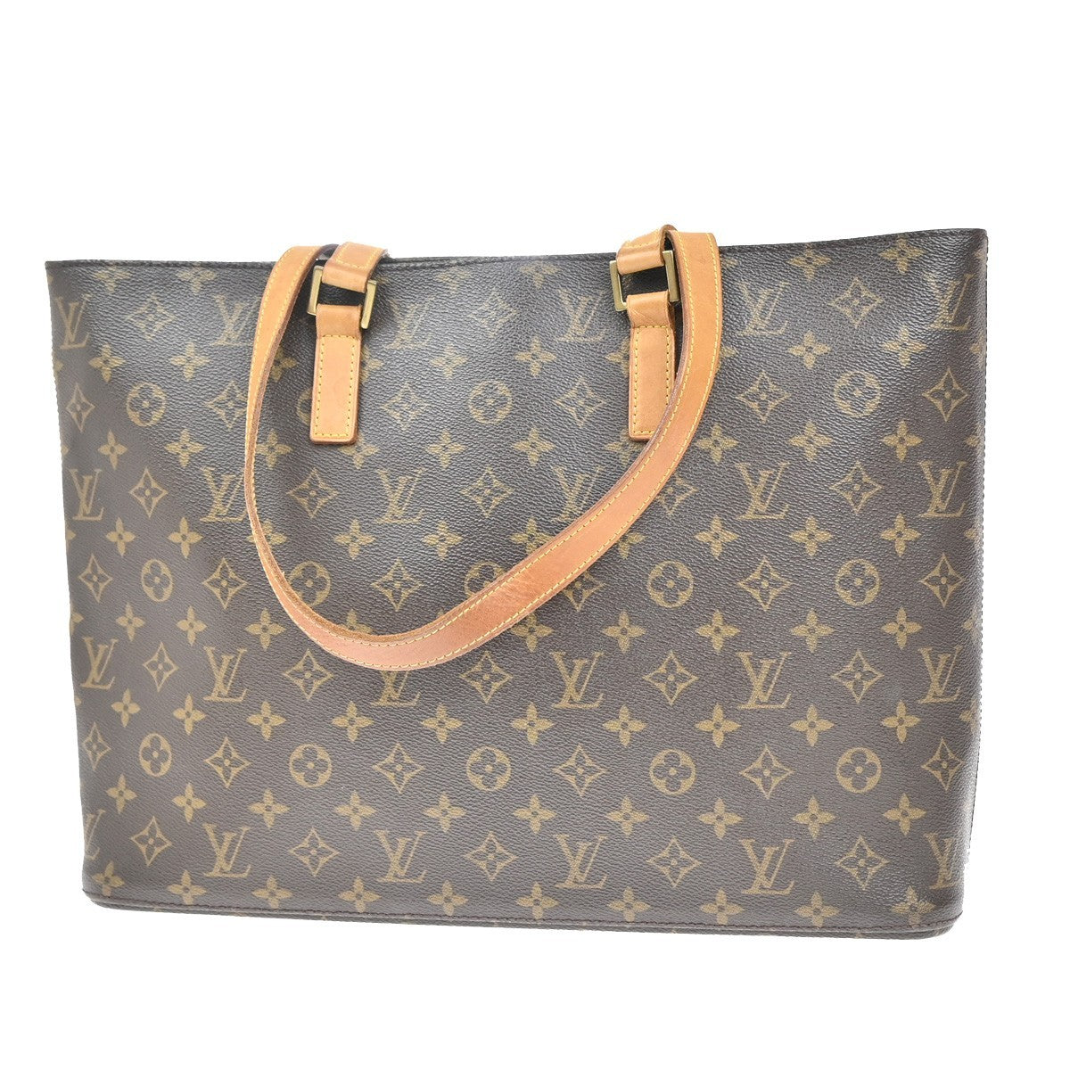 LOUIS VUITTON Logo Luco Shoulder Tote Bag Monogram Leather Brown M51155 85EF827