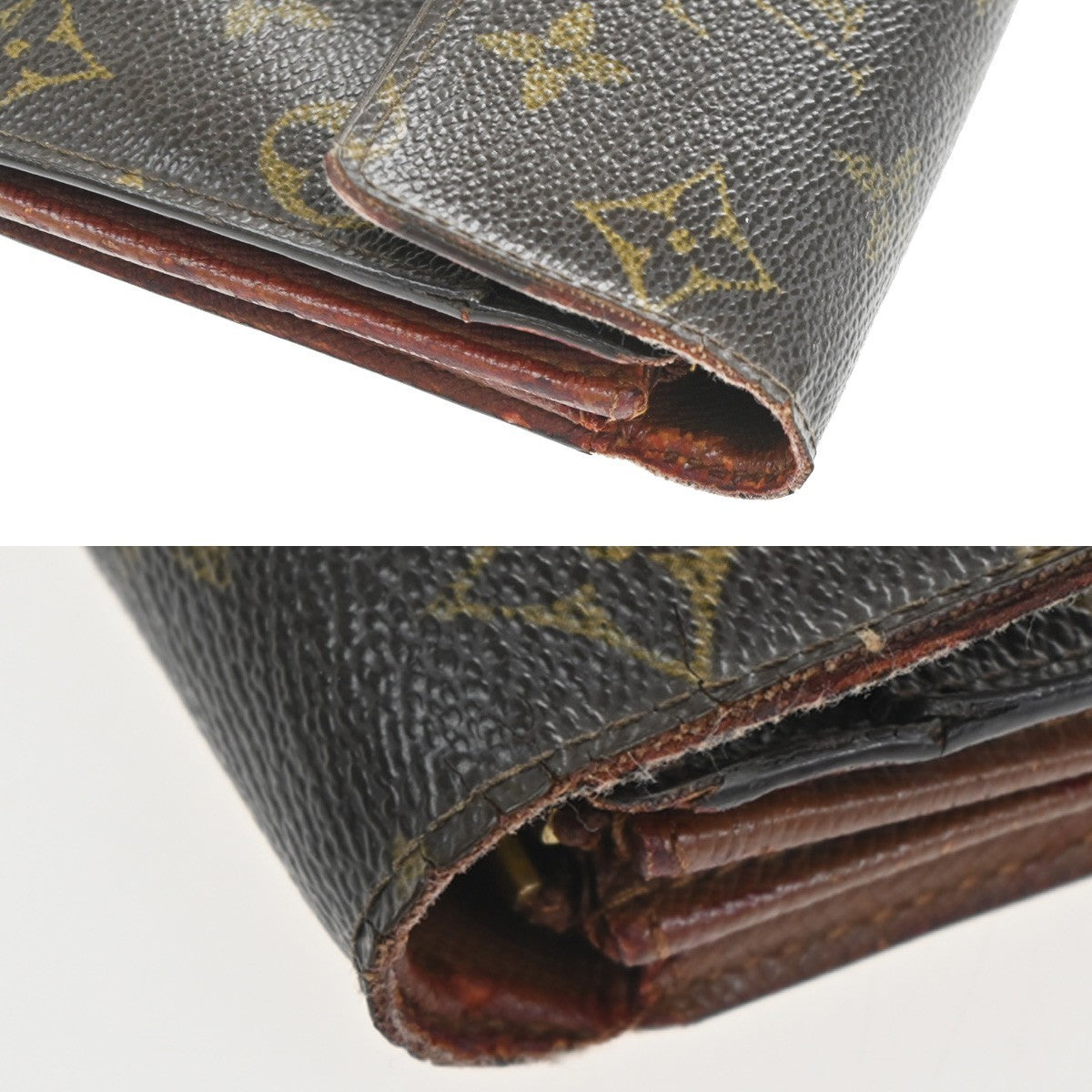LOUIS VUITTON LV Logo 2 Set Bifold Wallet Monogram Leather Brown 02KC912
