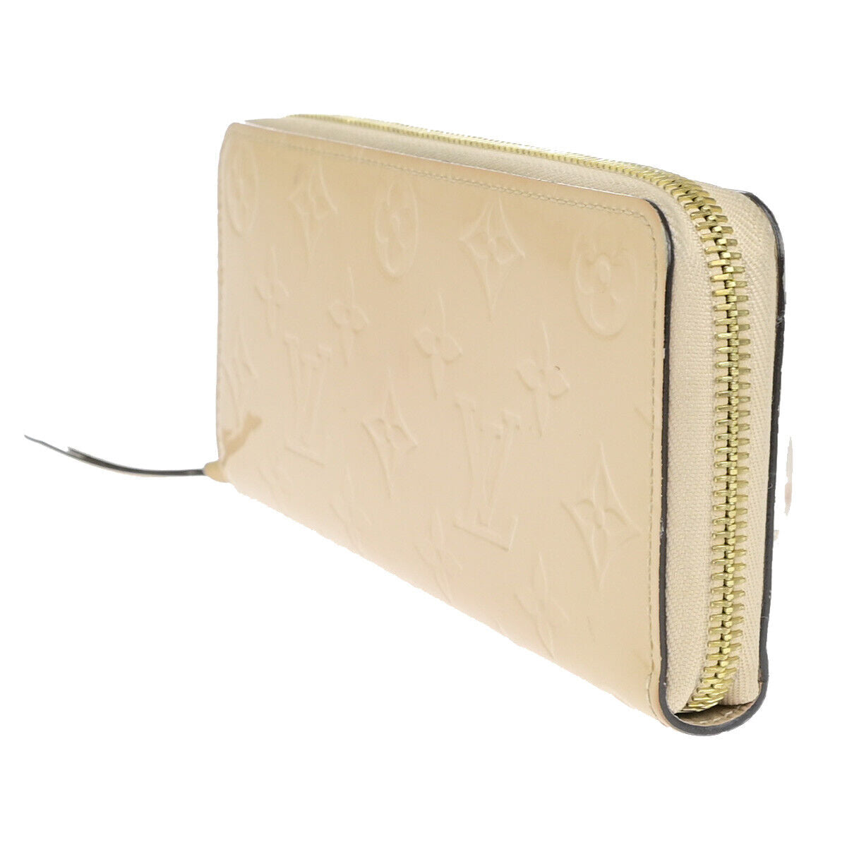 LOUIS VUITTON Clemence Zipper Wallet Monogram Vernis Leather Dune M90923 65YF312