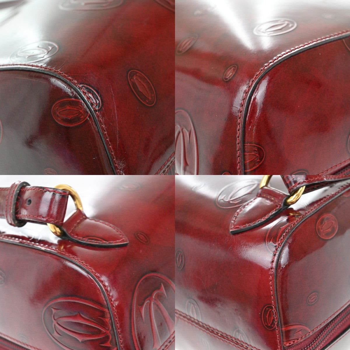 CARTIER Birthday Backpack Shoulder Bag Patent Leather Red GHW France 33EF695