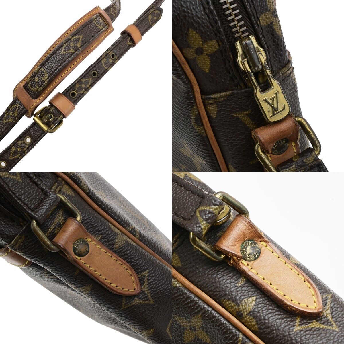 LOUIS VUITTON Danube Shoulder Bag Monogram Leather Brown France M45266 65ED334