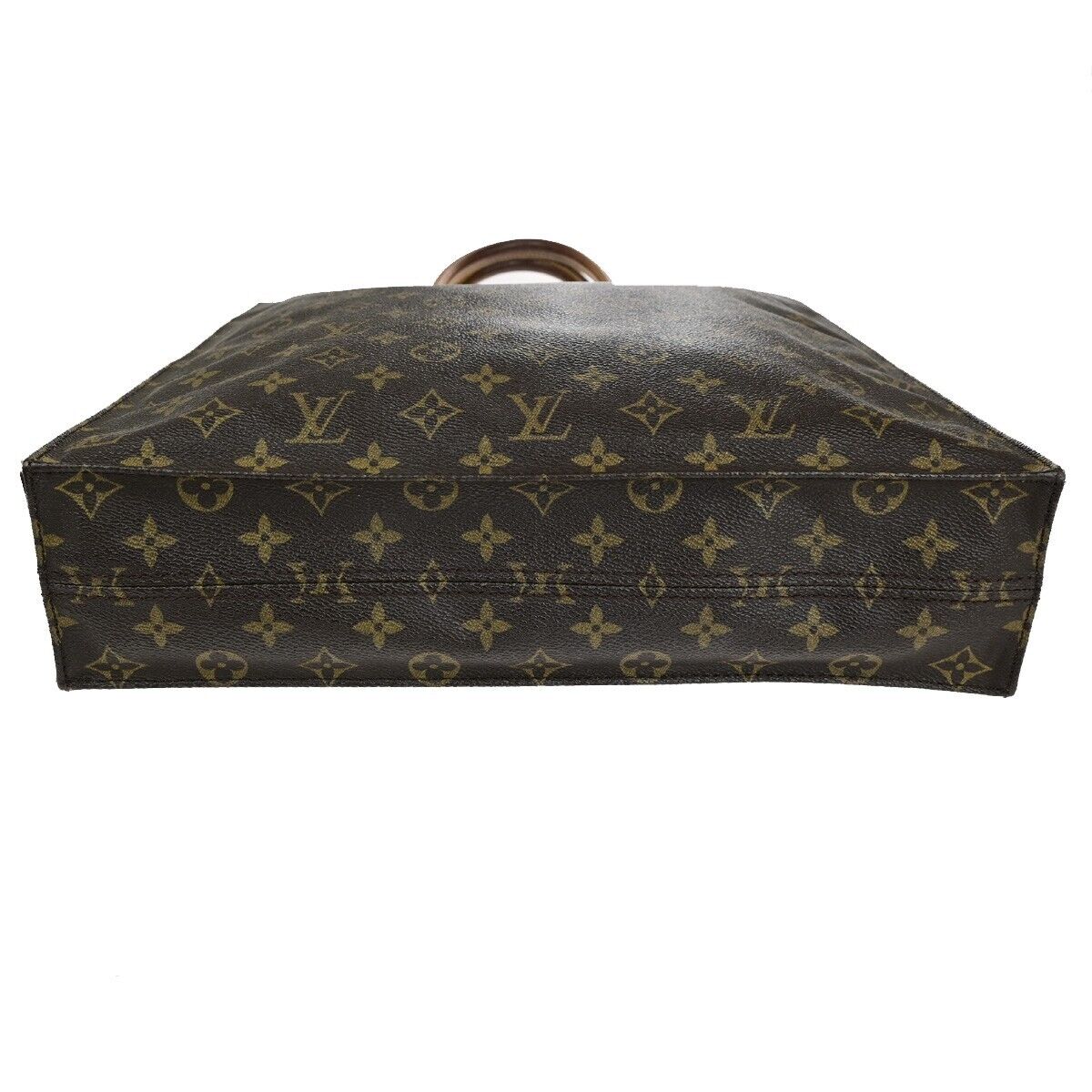 LOUIS VUITTON Logo Sac Plat Hand Tote Bag Monogram Leather Brown M51140 35ED420