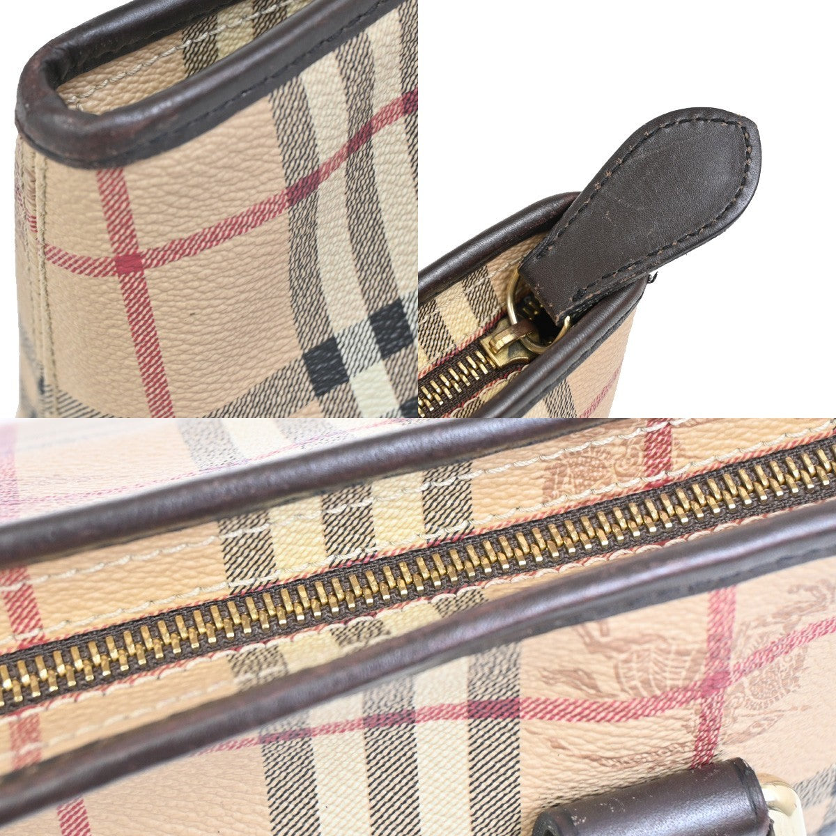 BURBERRY Logo Nova Check Shoulder Tote Bag Canvas Leather Beige Brown 67KA778