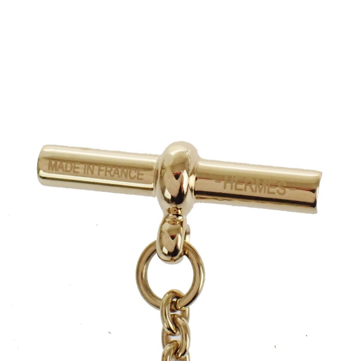 HERMES Logo Eurydice Chain Necklace Pendant Gold France Accessory 11RJ102