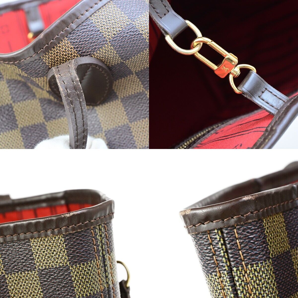 LOUIS VUITTON Neverfull MM Shoulder Bag Damier Ebene Leather BN N51105 94ED050