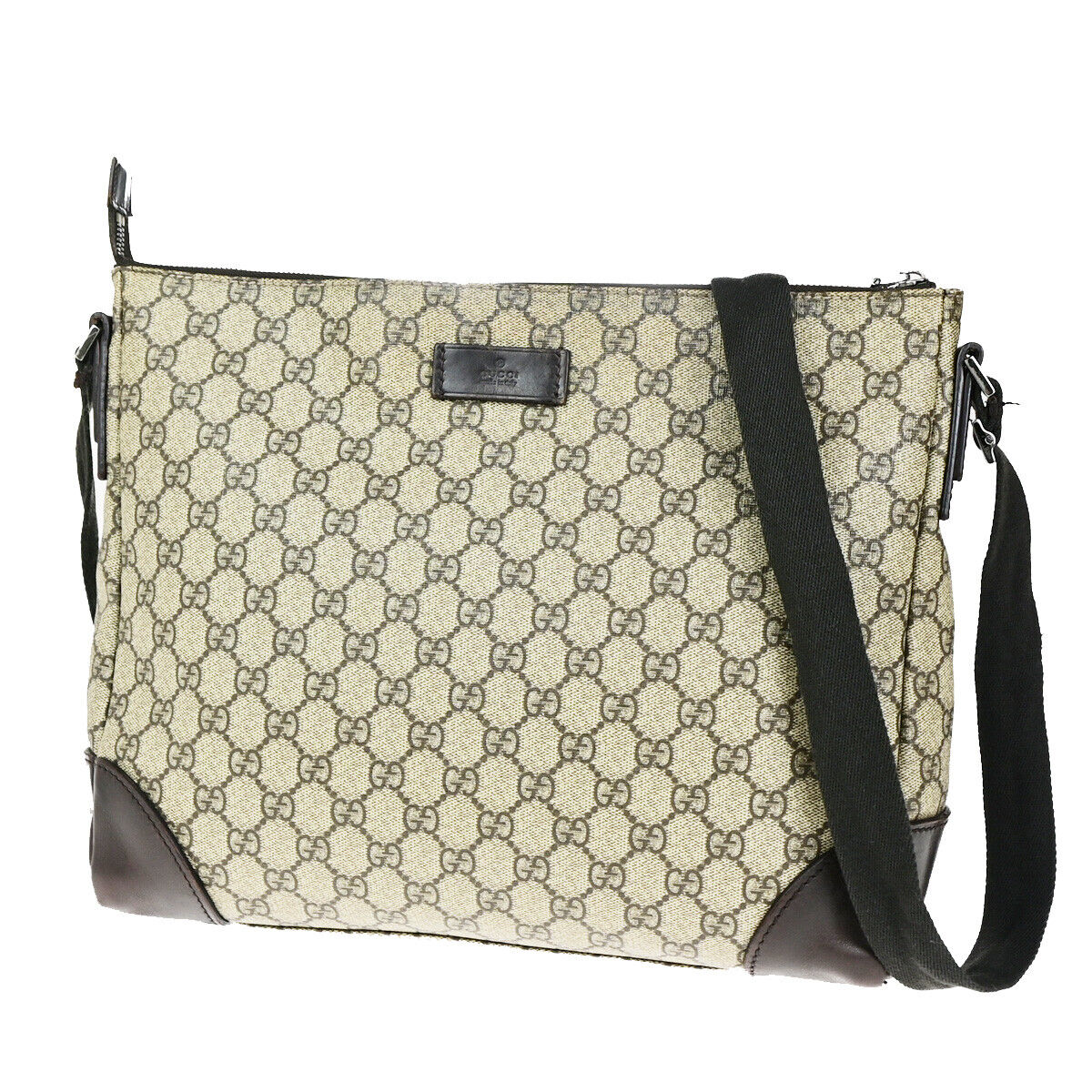 GUCCI Logo GG Pattern Crossbody Shoulder Bag PVC Leather Brown Italy 04YG476