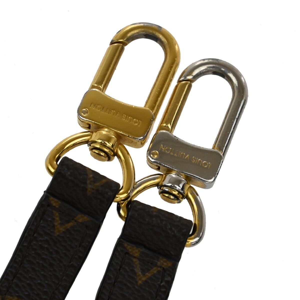 LOUIS VUITTON Shoulder Strap Monogram Leather Brown Gold Bag Accessory 36EE108