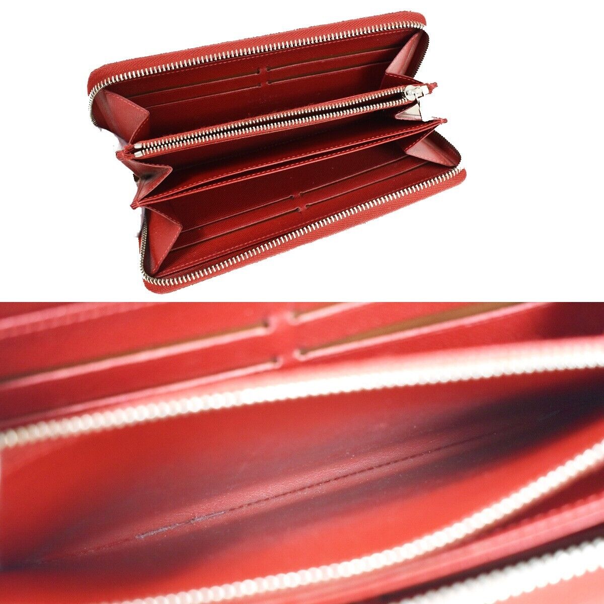 LOUIS VUITTON LV Zippy Wallte Long Purse Epi Leather Carmine M60304 66YA933