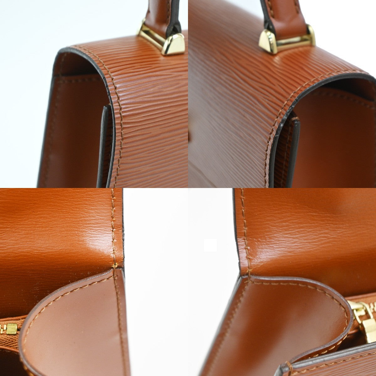 LOUIS VUITTON Logo Malesherbes Hand Bag Epi Leather Brown France M52373 83CA719