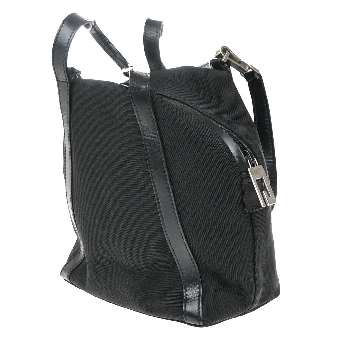 GUCCI Logo2Way Shoulder Hand Bag Nylon Patent Leather Black SHW Italy 09KP415