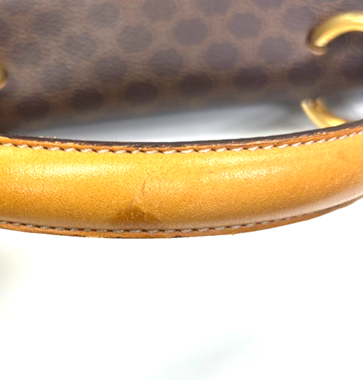 CELINE Logo Macadam Double flap Hand Bag PVC Leather Brown GHW Italy 34MA096