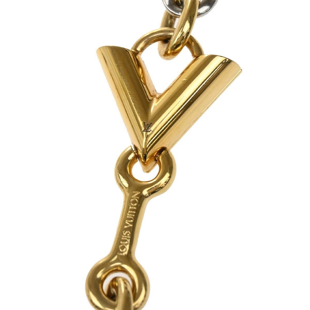 LOUIS VUITTON Logo Chain Long Necklace Gold Silver Italy M62837 87KP110