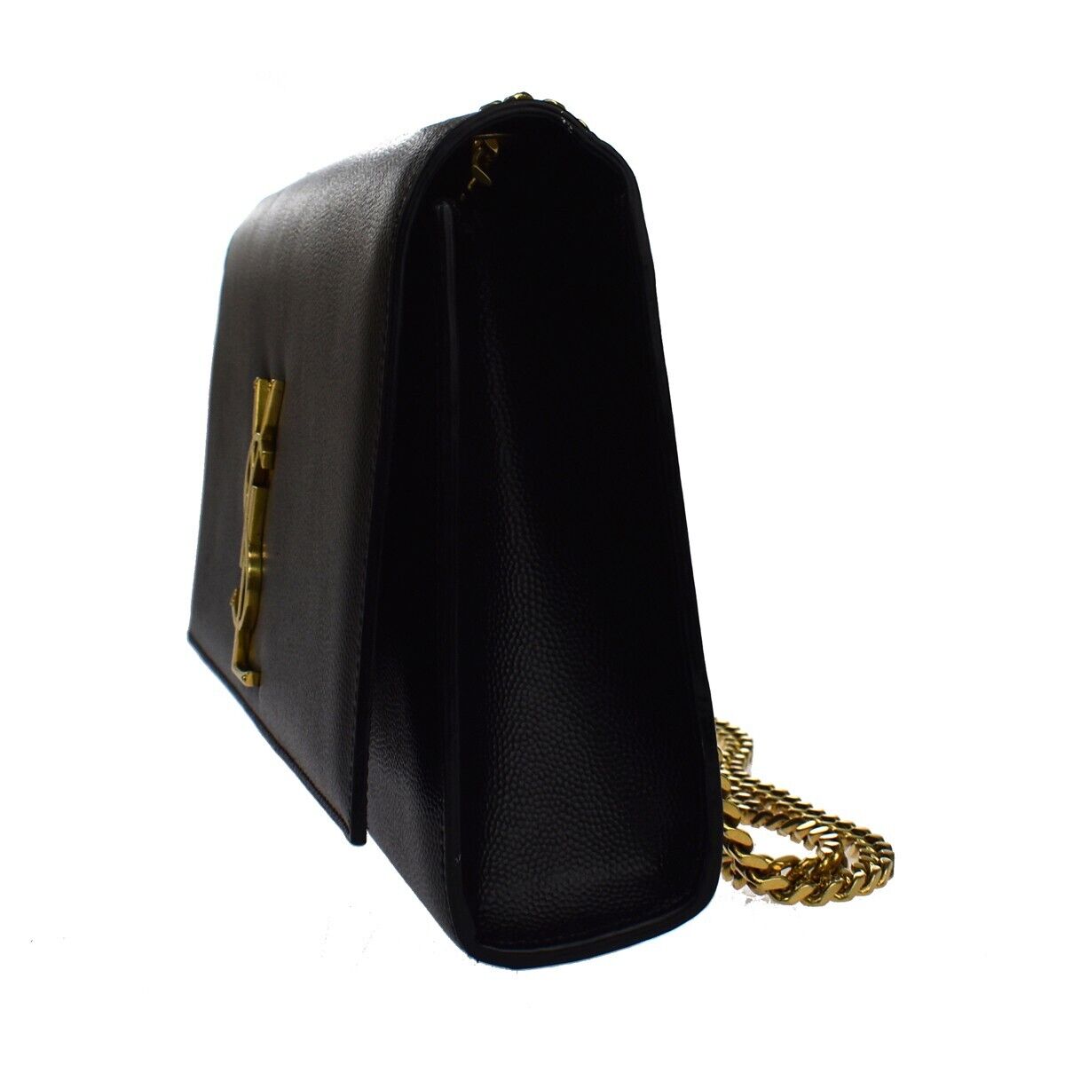 SAINT LAURENT YSL Logo Kate Medium Chain Shoulder Bag Leather Black GHW 689RH460