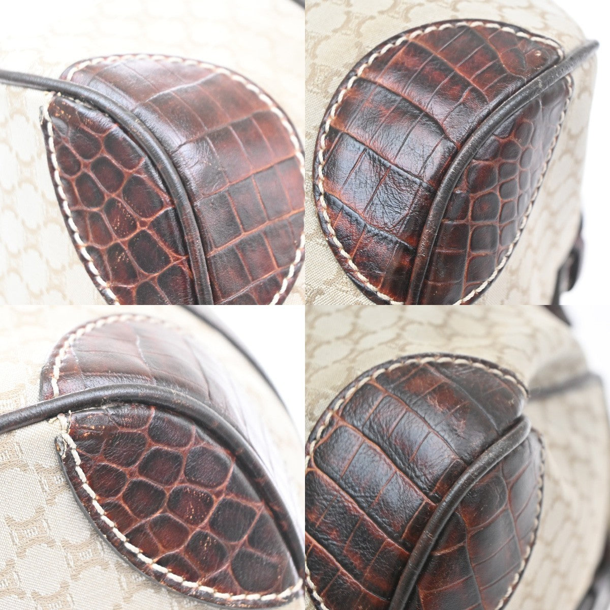 CELINE Logo Macadam Pattern Shoulder Tote Bag Canvas Leather BE BN GHW 35MA724