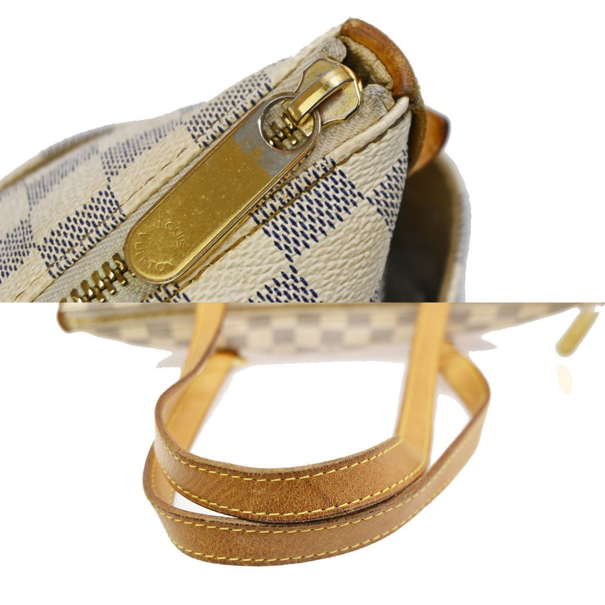 LOUIS VUITTON Totally PM Shoulder Bag Damier Azur Leather White N51261 72KD105