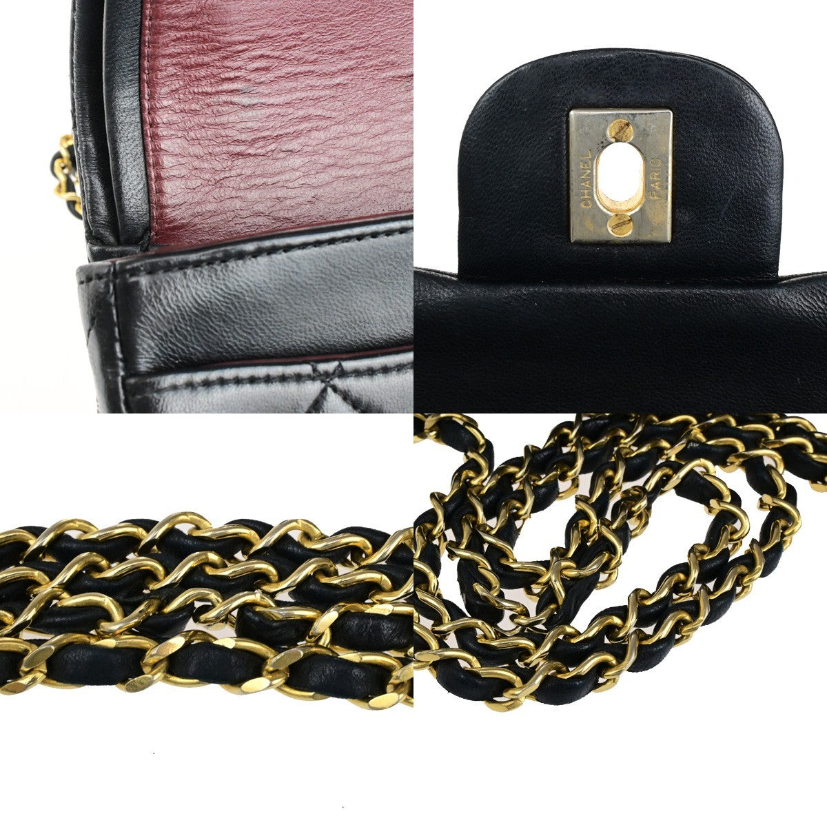 CHANEL CC Matelasse 23 Double Flap Chain Shoulder Bag Leather Black GHW 396RK815